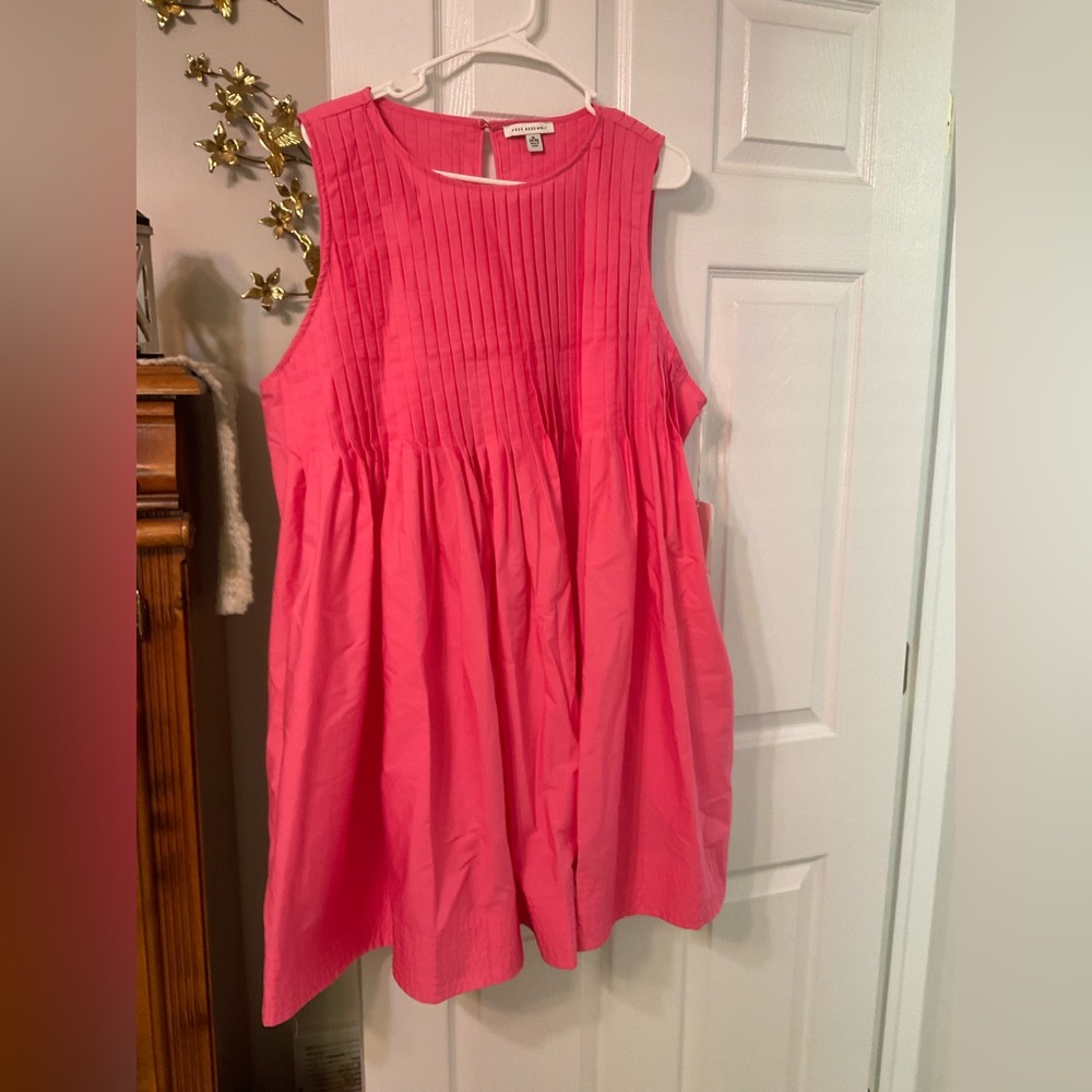 Sleeveless Coral Pink Pintuck Midi Dress